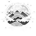 sunset ocean mountains philippines threre stars and a sun tattoo design idea