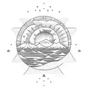 sunset ocean mountains philippines threre stars and a sun tattoo design idea