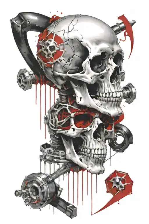 The necromancer and fone of skull's  tattoo design idea
