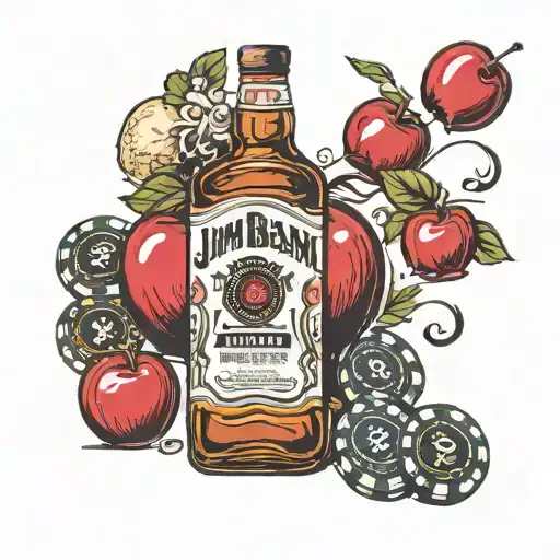 Jim beam apple bottle with poker chips scattered tattoo design idea
