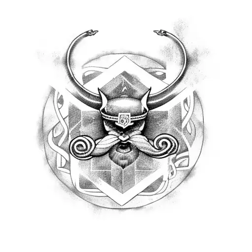 Viking Runes with forest and snake  tattoo design idea
