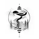 Viking Runes with forest and snake  tattoo design idea