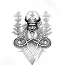 Viking Runes with forest and snake  tattoo design idea