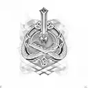 Viking Runes with forest and snake  tattoo design idea