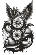 steampunk pocketwatch woman's eye with a tear streaks running tattoo design idea