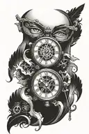 steampunk pocketwatch woman's eye with a tear streaks running tattoo design idea