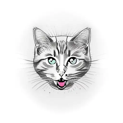 cat eats ice cream tattoo design idea