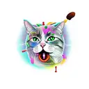 cat eats ice cream tattoo design idea