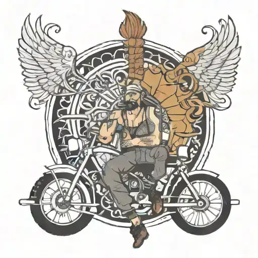 Life of an adventure guy and courage men , hustler,musician , biker and filmaker with mandala art  tattoo design idea