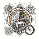 Life of an adventure guy and courage men , hustler,musician , biker and filmaker with mandala art  tattoo design idea