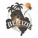 the words "Belize Made" with a sunset and coconut trees tattoo design idea