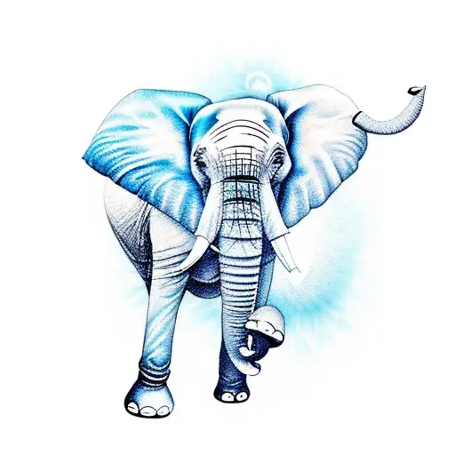 elephant mandala blue eyes  tattoo design idea
