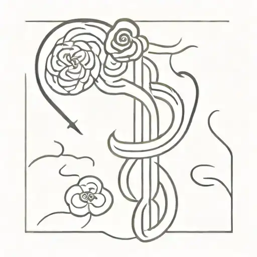 rod of asclepius with brain tattoo design idea