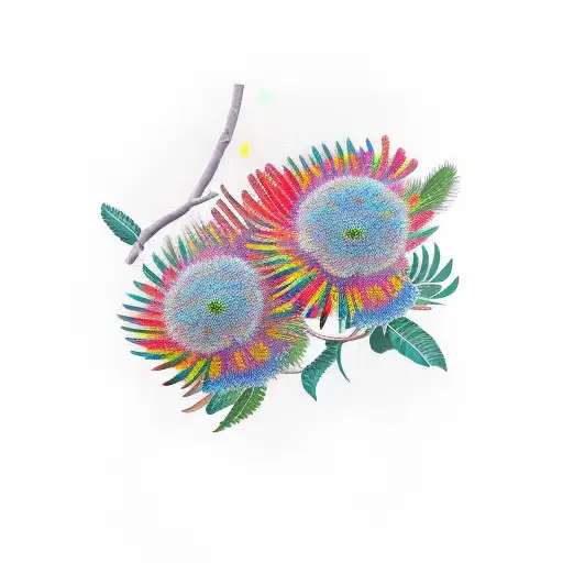lorikeets and banksia tattoo design idea