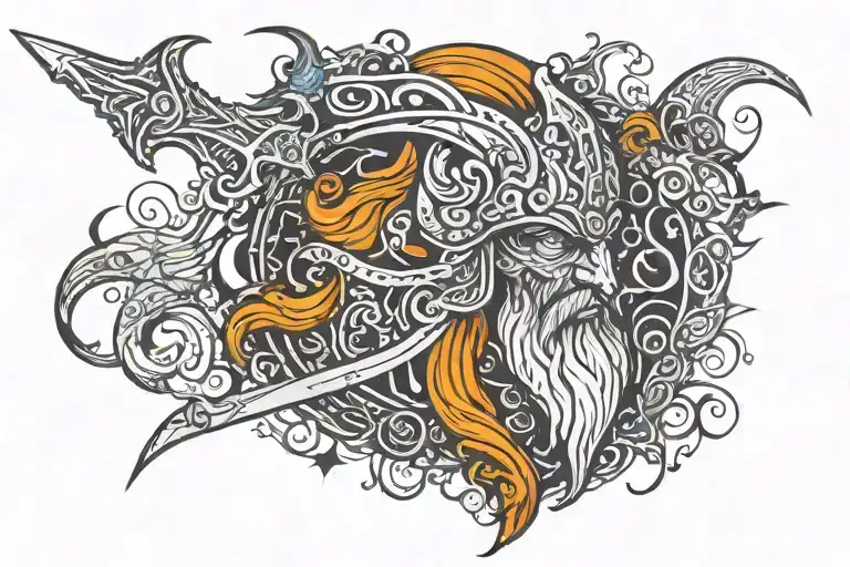 odin the god with one eye holding sword  tattoo design idea