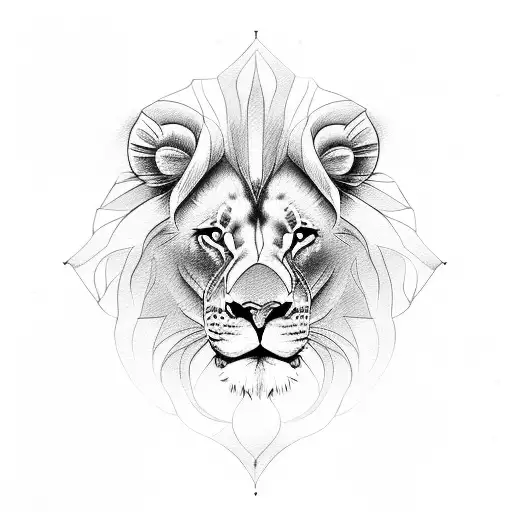 lion silhouette in one line tattoo design idea