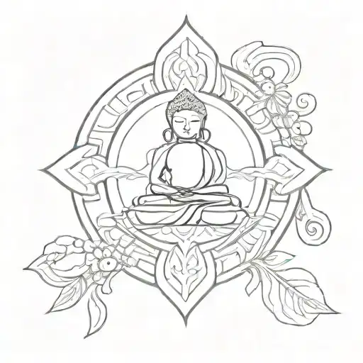beautiful simple Buddhist symbol tattoo design idea