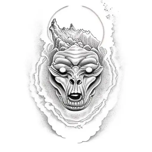 volcano tattoo design idea