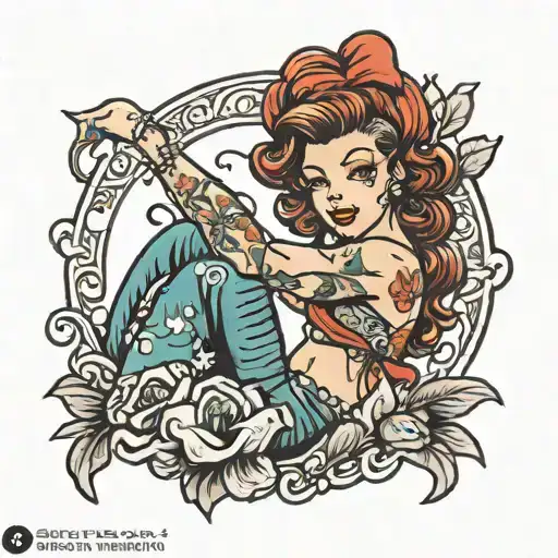 traditional dutch pinup girl tattoo design idea