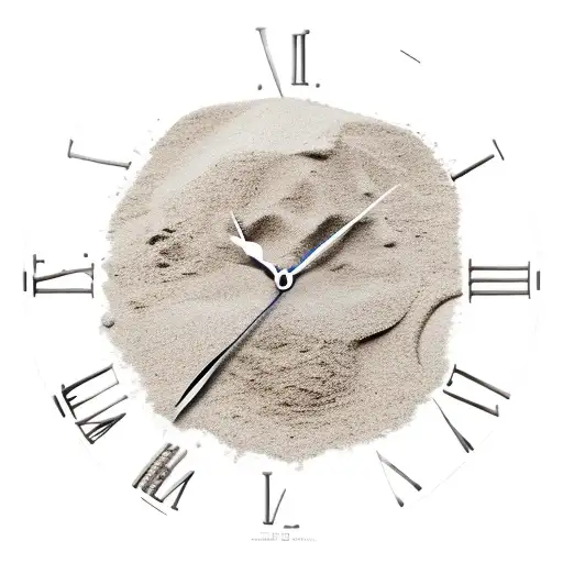 clock dropping sand through hand tattoo design idea