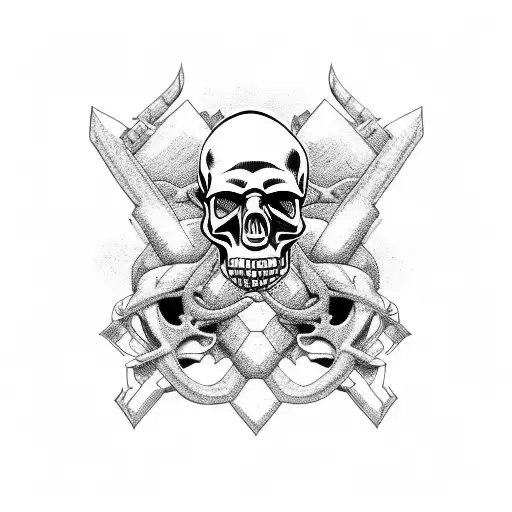 Combine a 4x4 truck and a skull in a unique design tattoo design idea