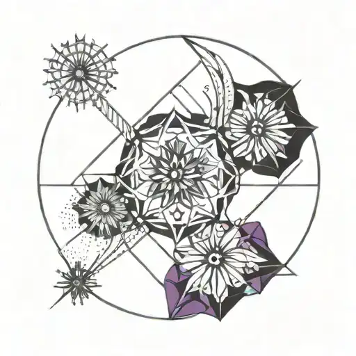 Simple abstract design with some colour to represent domestic abuse survivor, dandelion and mandala Picasso style  tattoo design idea
