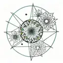 Simple abstract design with some colour to represent domestic abuse survivor, dandelion and mandala Picasso style  tattoo design idea