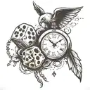 clock,dice,free,broken chains tattoo design idea