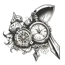 clock,dice,free,broken chains tattoo design idea