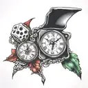 clock,dice,free,broken chains tattoo design idea