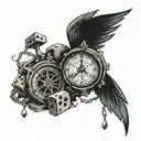 clock,dice,free,broken chains tattoo design idea