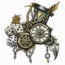 clock,dice,free,broken chains tattoo design idea