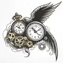 clock,dice,free,broken chains tattoo design idea