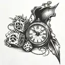 clock,dice,free,broken chains tattoo design idea