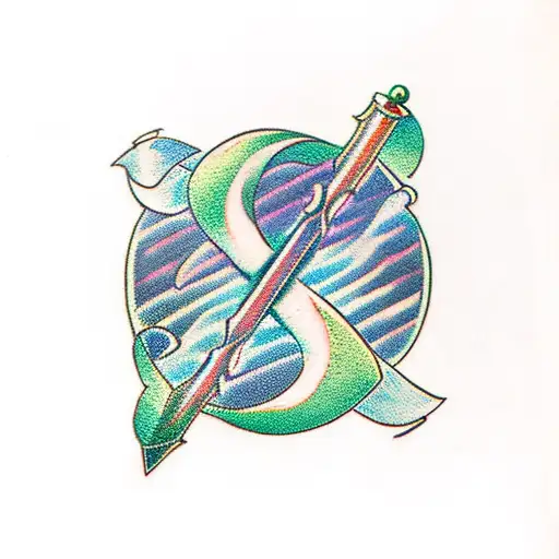 Green Crescent With Swords Crossing  tattoo design idea