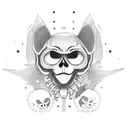 ghost skeleton cats with the moon tattoo design idea