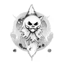 ghost skeleton cats with the moon tattoo design idea