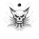 ghost skeleton cats with the moon tattoo design idea