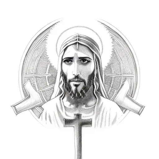 jesus christ  with a sickle in his hand tattoo design idea