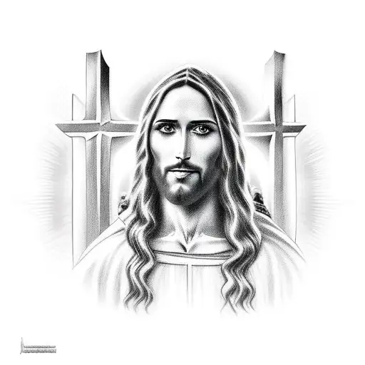 jesus christ  with a sickle in his hand tattoo design idea