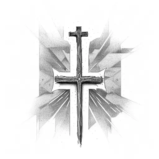 a cross not religious with incrusted letters C,R,U and Z tattoo design idea
