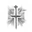 a cross not religious with incrusted letters C,R,U and Z tattoo design idea