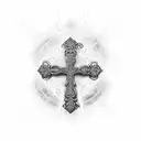 a cross not religious with incrusted letters C,R,U and Z tattoo design idea