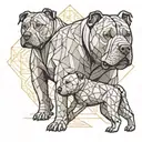 A pitbull doing judo moves with children cheering in the background tattoo design idea