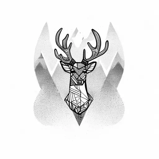 deer with one horn in the forest  tattoo design idea