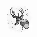 deer with one horn in the forest  tattoo design idea