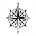 tattoo design featuring a compass at the center, with an anchor wrapped around one side of it, a ship sailing across tattoo design idea