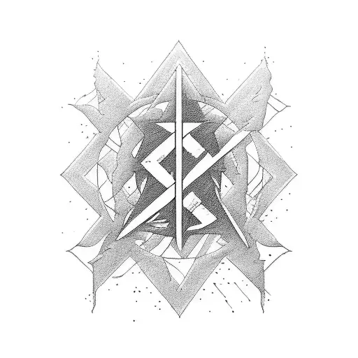 A blackwork tattoo of a guitar with the Linkin Park logo incorporated into the design tattoo design idea