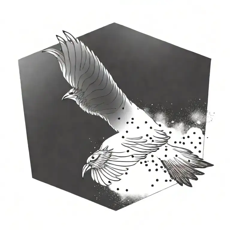 one bird free and flying straight up  tattoo design idea