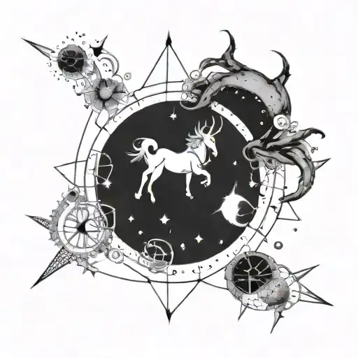 A celestial design combining the Aquarius and Sagittarius constellations tattoo design idea